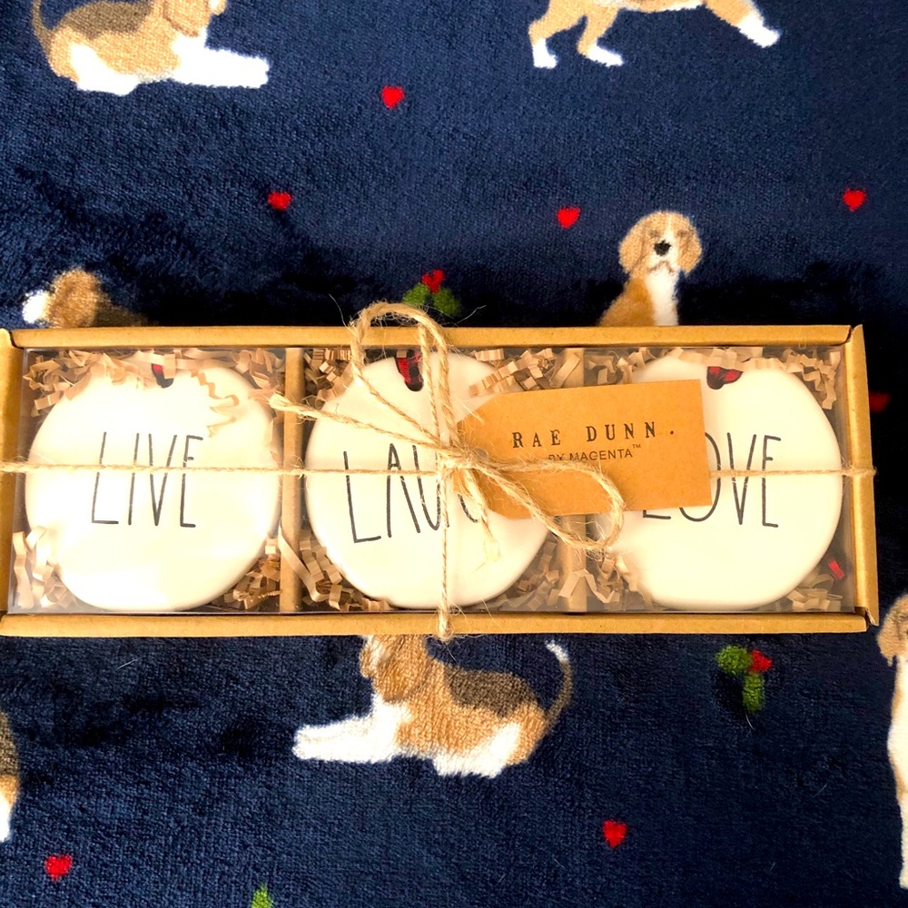 SOLD**Rae Dunn 3 brand new Christmas ornaments